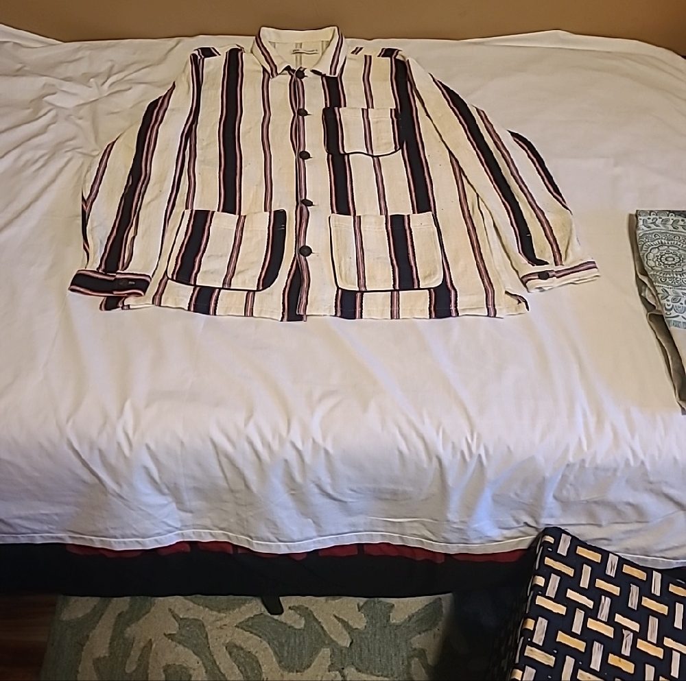 Zara Cream Jacket with Navy and Pink Stripes - Picture 2 of 8